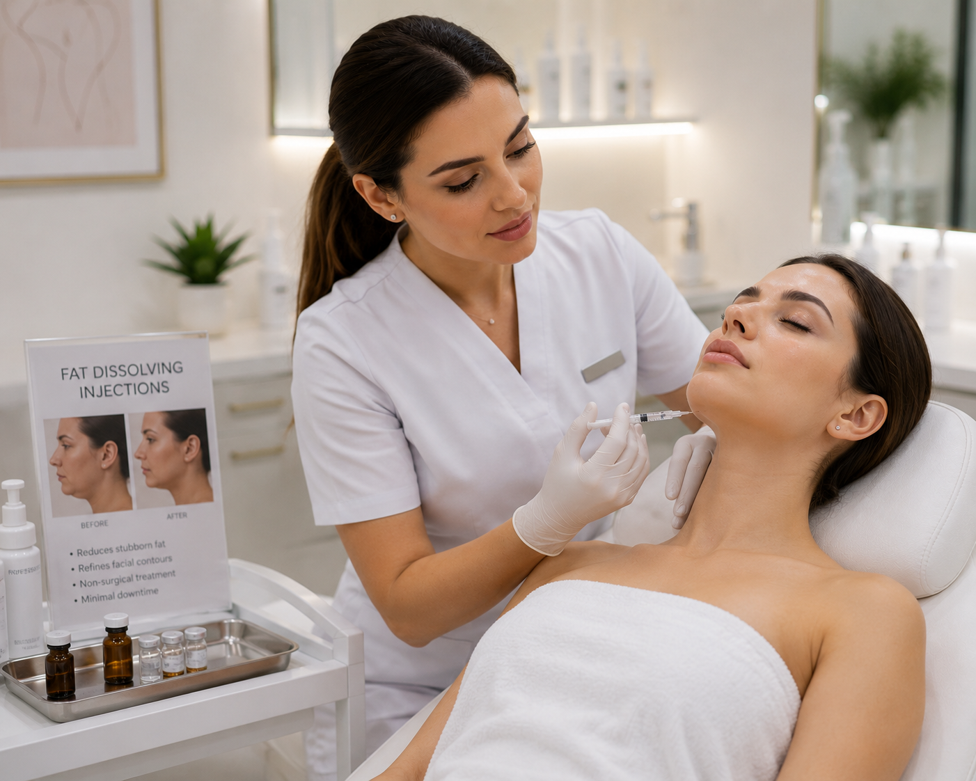 Fat dissolving injection treatment
