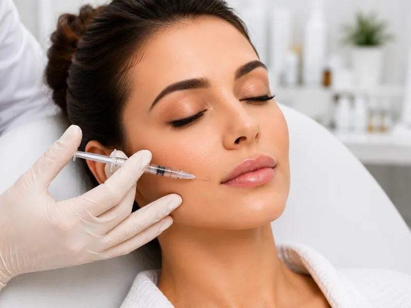Facial volume restoration treatment on the cheek.
